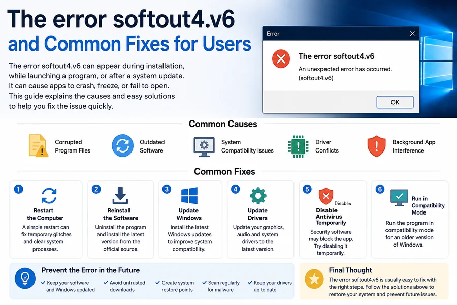 The error softout4.v6 and Common Fixes for Users